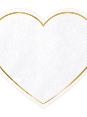 Serwetki papierowe komunijne w kształcie serca z złotą otoczką