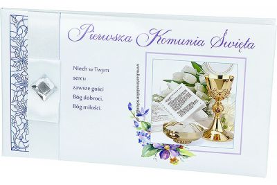 Książka - pamiątka pierwszej Komunii. 12 x 21 cm.
