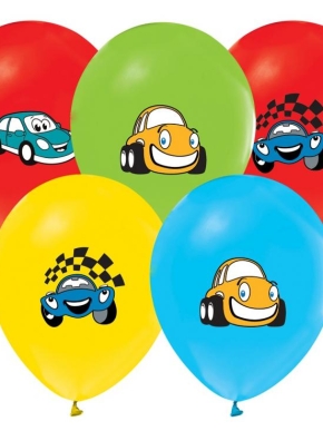 balon lateksowy z nadrukiem samochodu kreskówkowego - wyścigowego