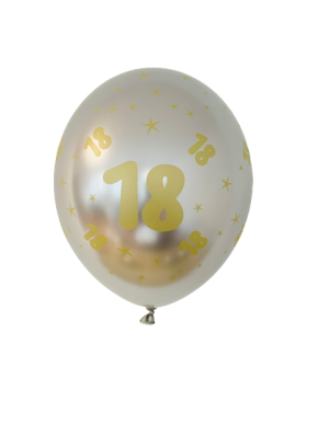 balon lateksowy glass srebrny z złotą 18-ką