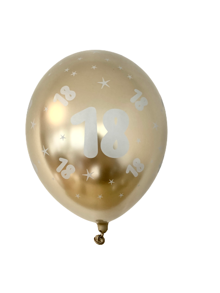 balon lateksowy glass złoty z srebrną 18- ką