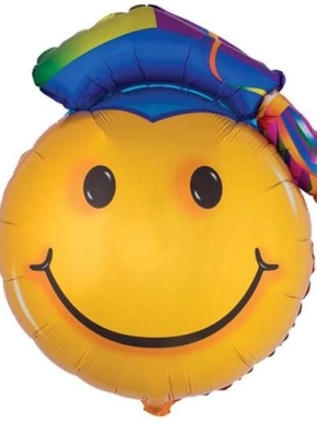 balon foliowy uczeń głowa, kolorowy biret