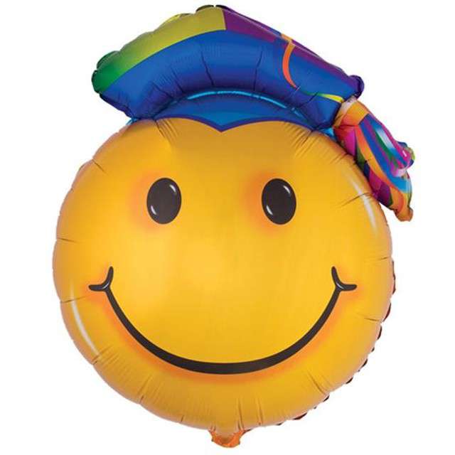 balon foliowy uczeń głowa, kolorowy biret