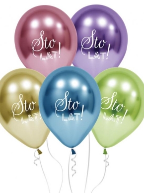 balony lateksowe chromowe sto lat kolorowe
