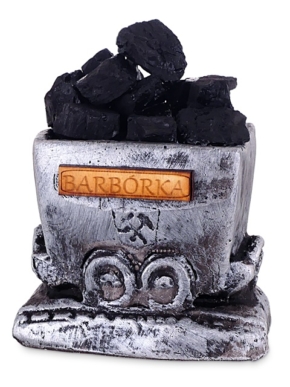 Wagonik górniczy z bryłą węgla