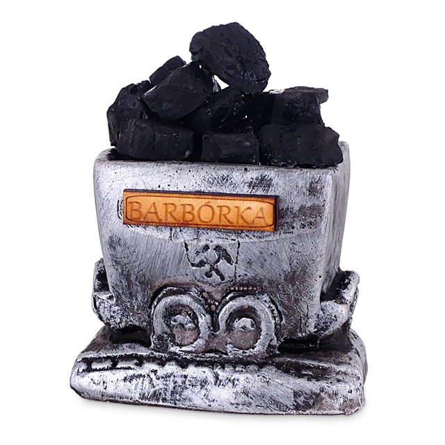 Wagonik górniczy z bryłą węgla