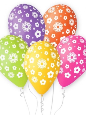 Balony lateksowe w białe kwiaty