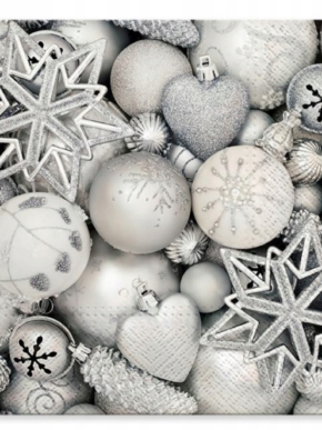 Serwetki papierowe Boże Narodzenie - srebrne bombki