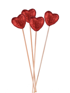 Piker serce czerwone brokatowe