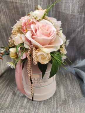 Flower box welur różówy