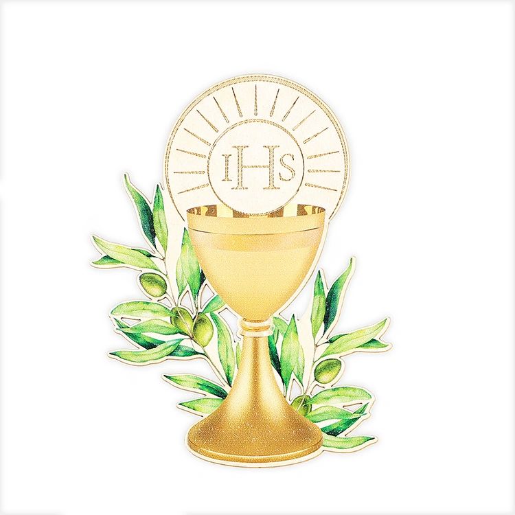 Piker Pierwsza Komunia Święta - sklejka Kielich IHS