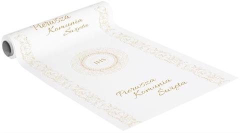 Bieżnik papierowy z nadrukiem Pierwsza Komunia Święta i IHS.