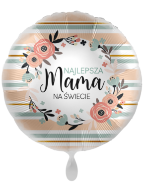 Balon foliowy z nadrukiem Najlepsza Mama Na Świecie.