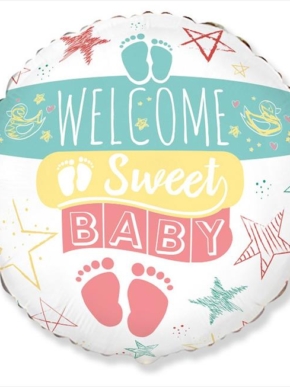 Balon foliowy okrągły Welcome Sweet Baby