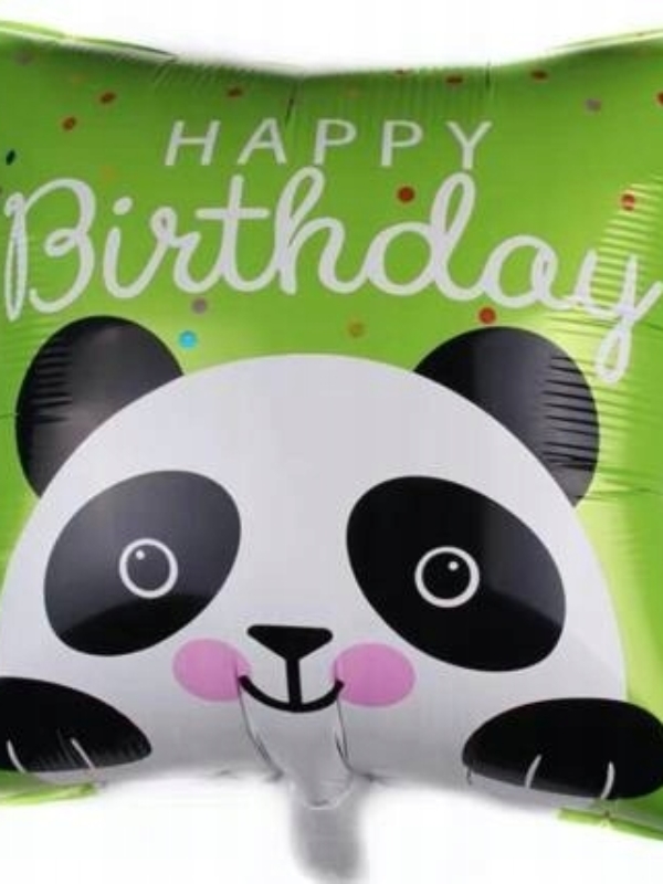 Balon-foliowy-zielony-Happy-Birthday-PANDA-45-cm-Urodziny