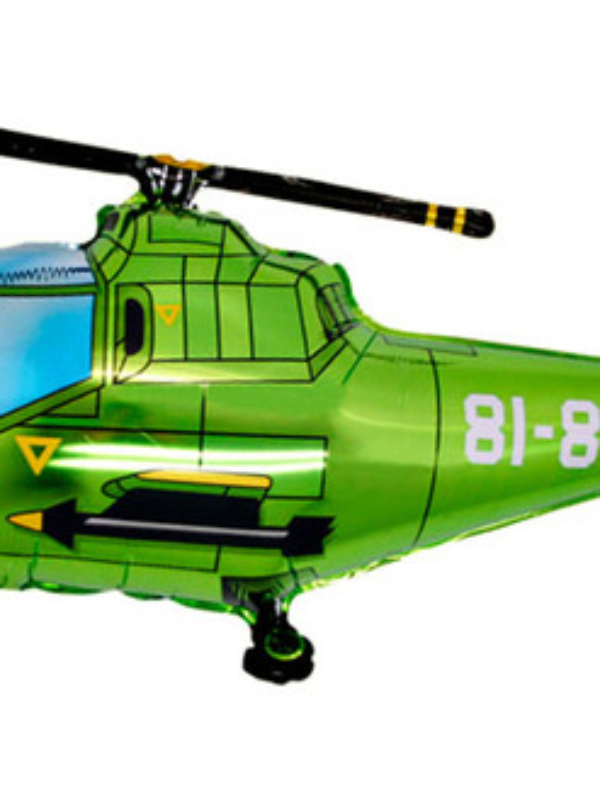 Balon foliowy zielony helikopter