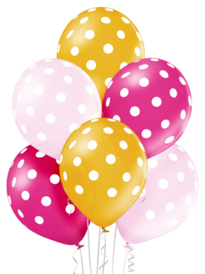 Zestaw balonów mix różowo-złoty w kropki metalic