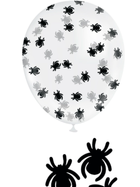 Balon lateksowy z konfetti pająki