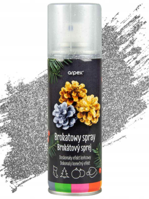 Brokatowy spray - dekoracyjny srebrny