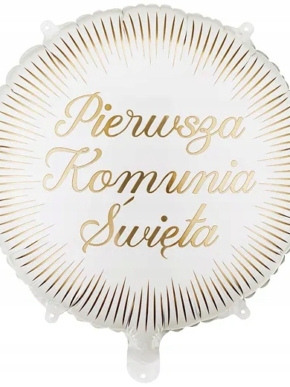Balon Foliowy z złotym nadrukiem Pierwsza Komunia Święta