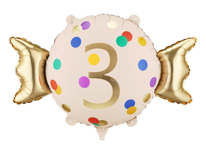 Balon Foliowy cukierek z cyfrą 3