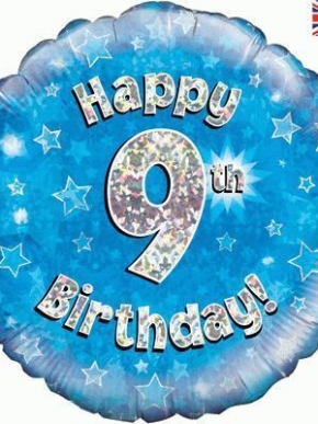 Balon Foliowy Happy 8 Birthday HOLO niebieski