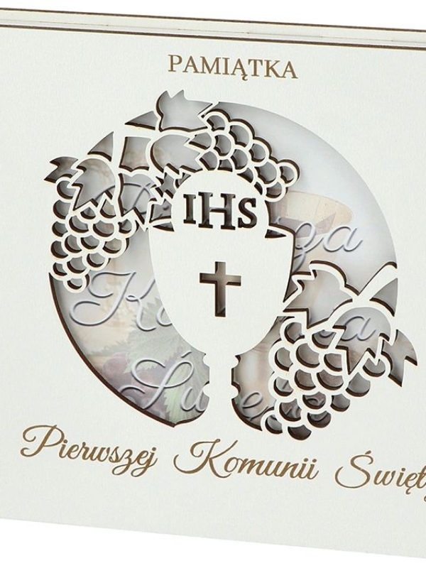 pamiątka I Komunii świętej kielich drewniany