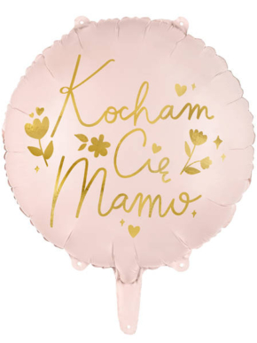 Balon foliowy z nadrukiem Kocham Cię Mamo.