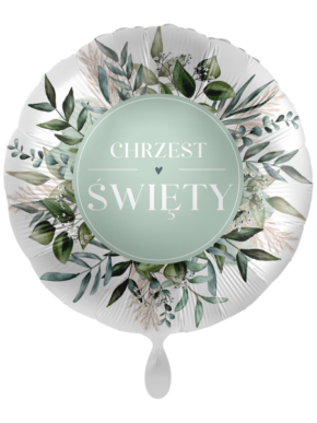 Balon foliowy satynowy Chrzest Święty z gałązkami