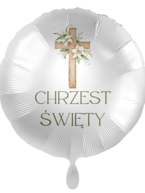 Balon foliowy satynowy Chrzest Święty z krzyżem